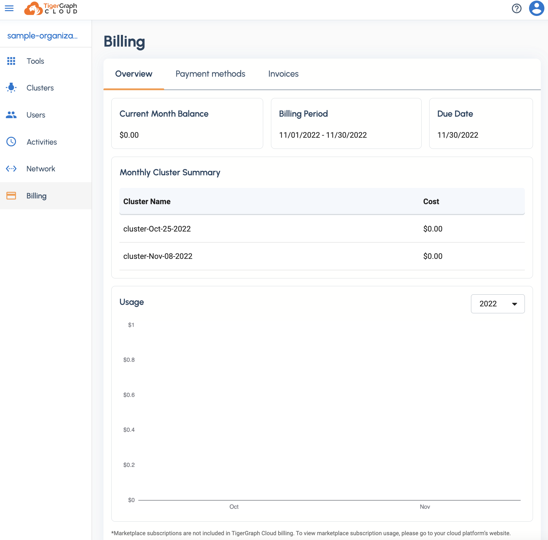 billing page overview