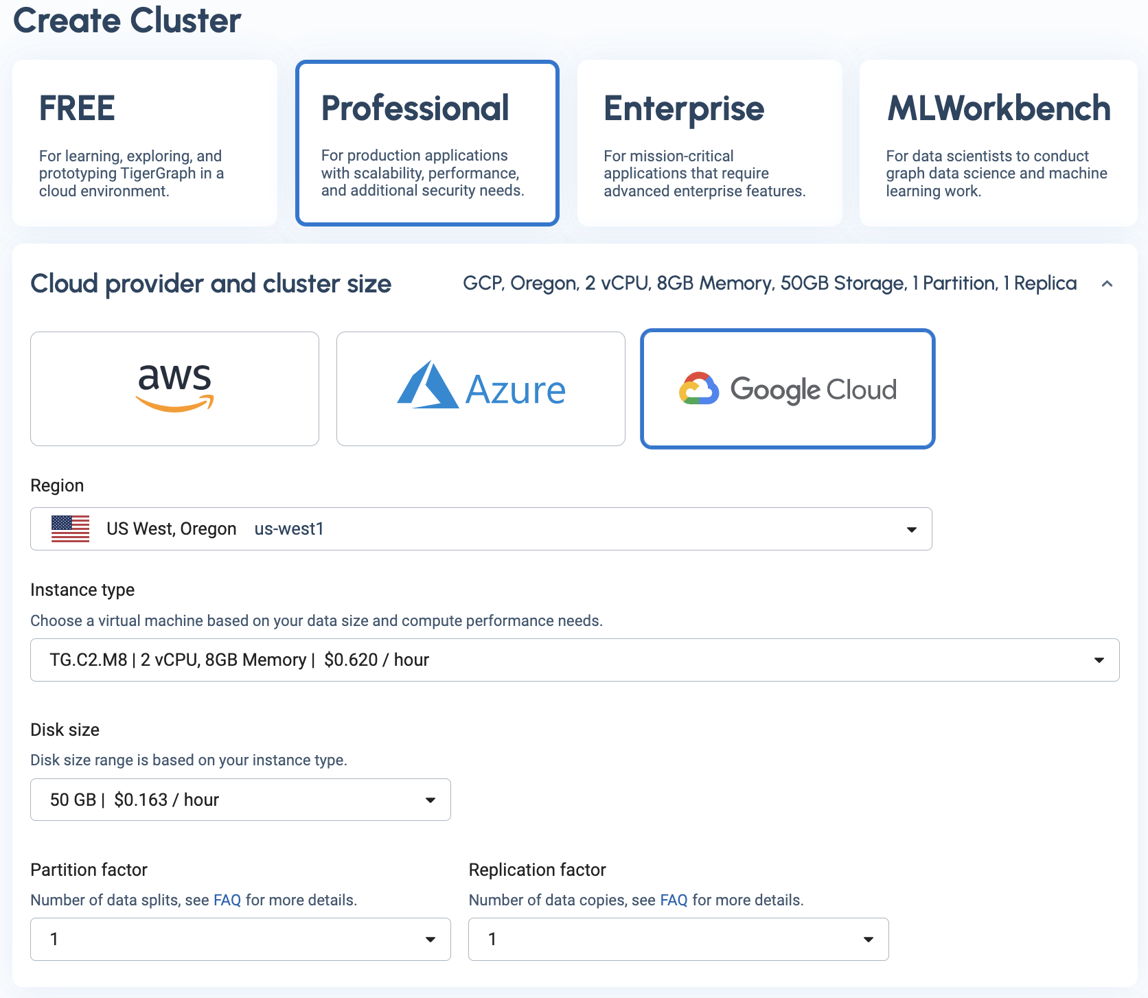 create cluster professional