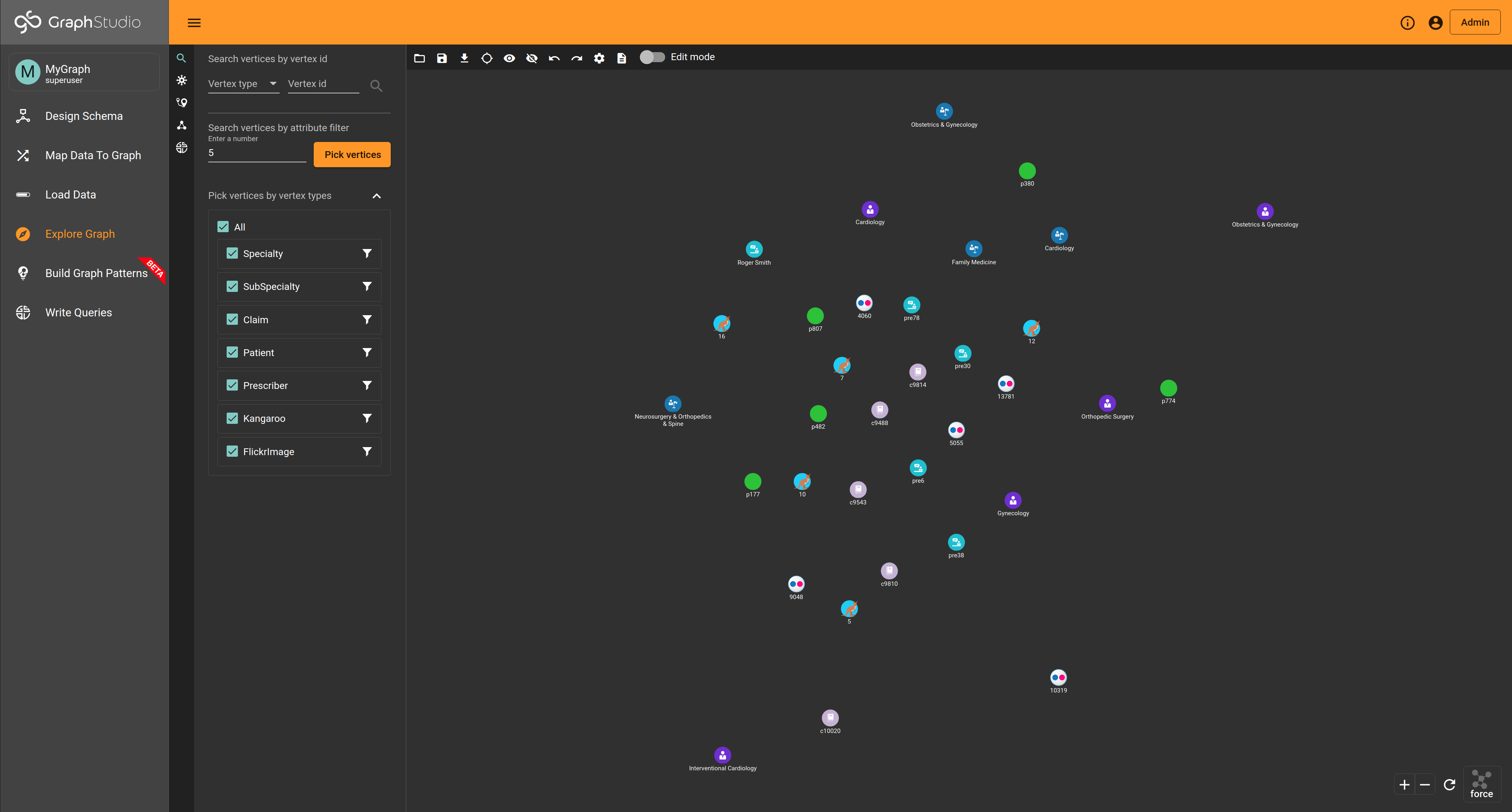 explore graph with result