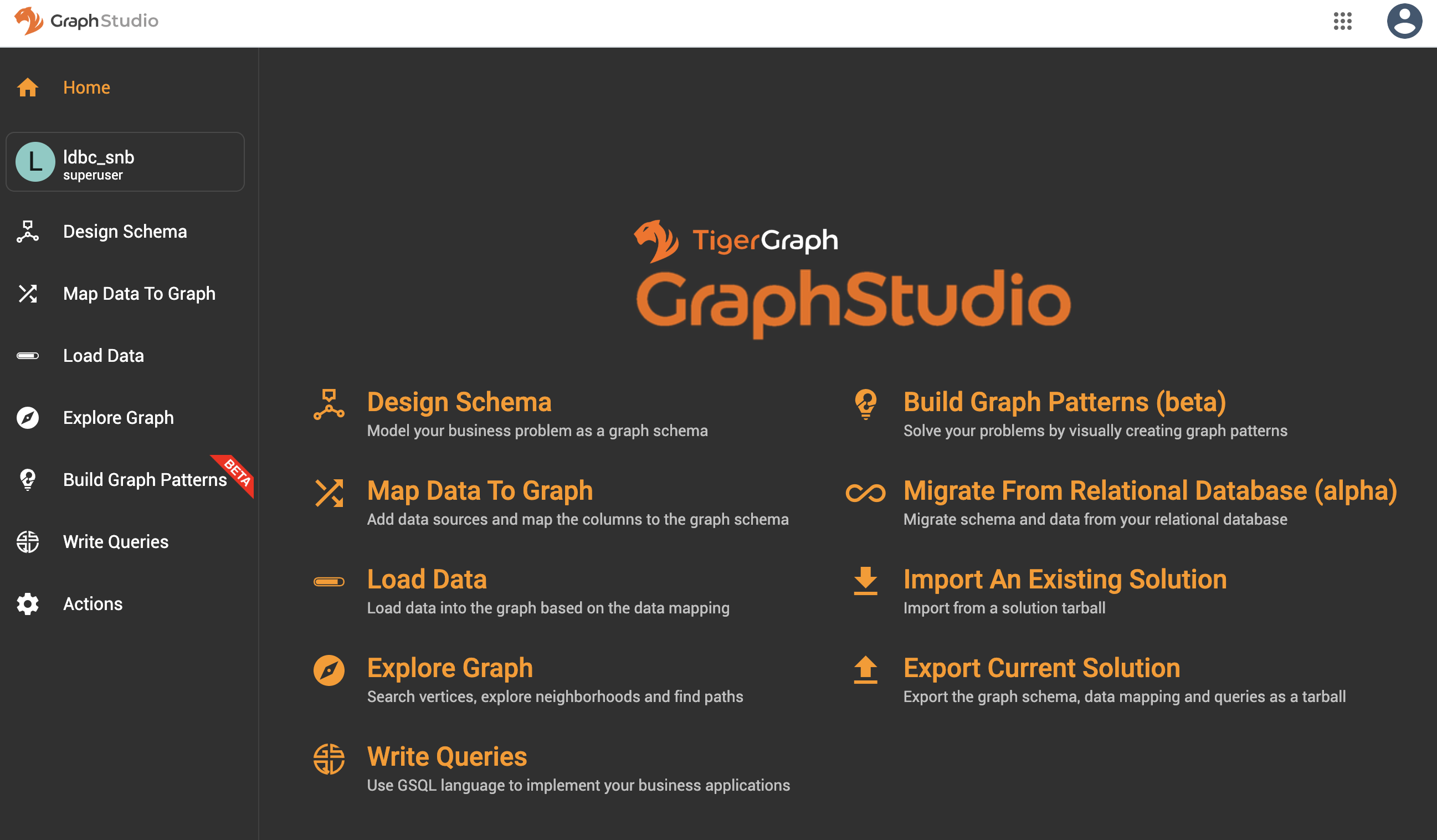 graphstudio main page