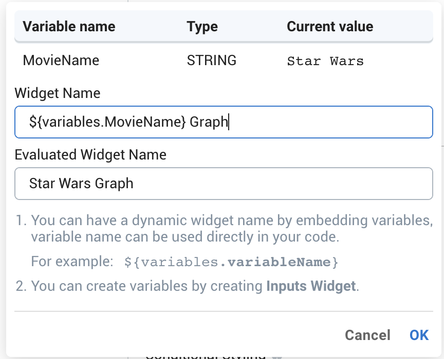 dynamic widget name