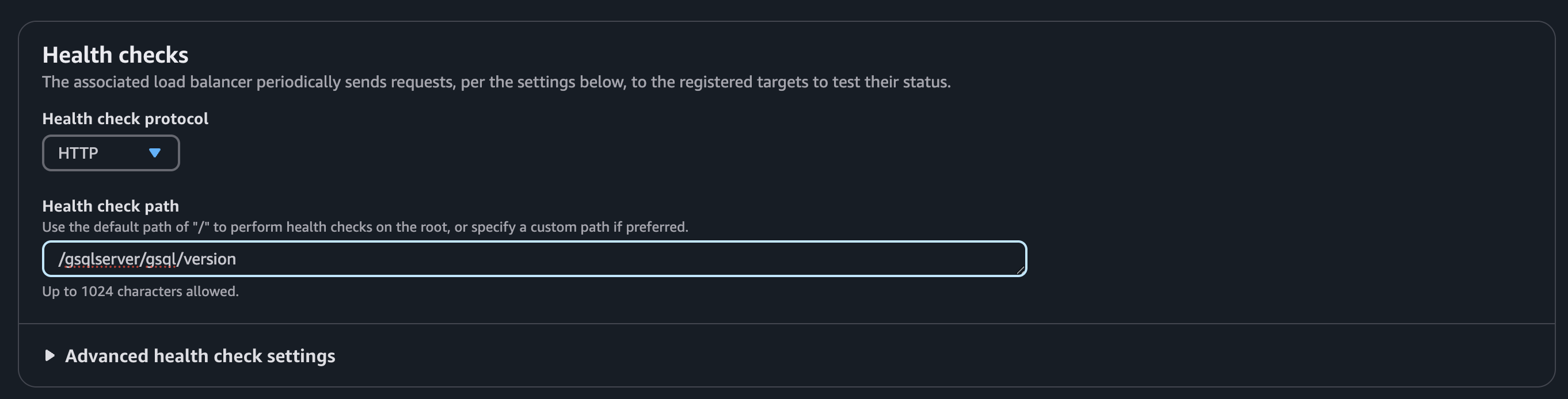 GSQL health check configuration