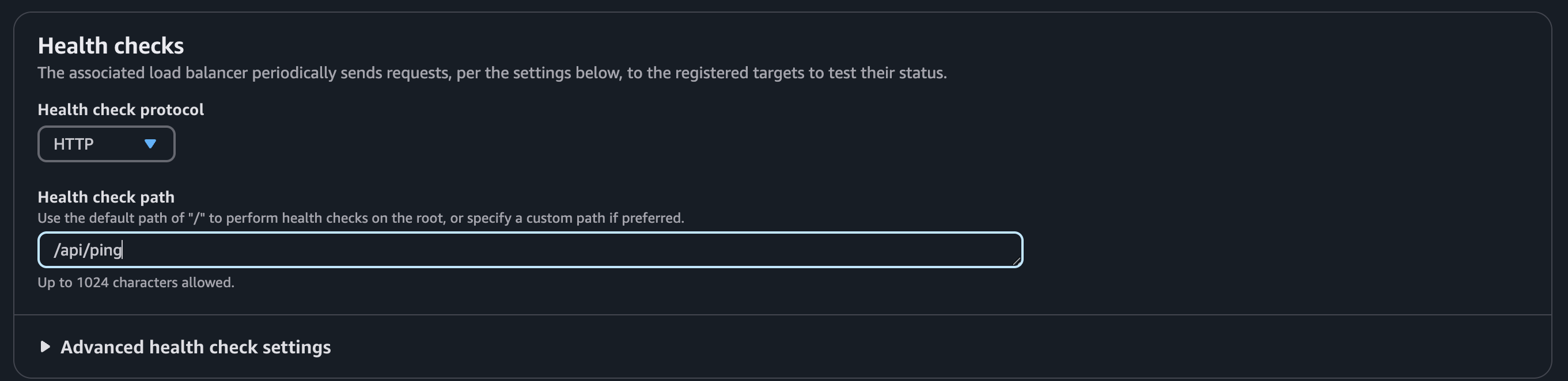 GUI health check configuration