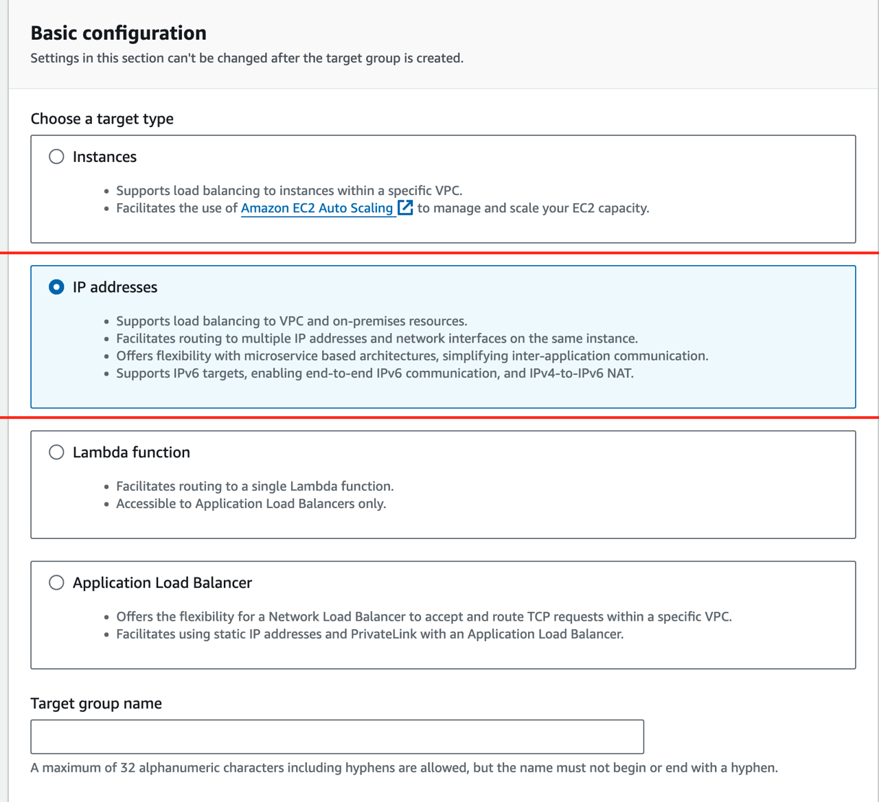 target group ip addresses