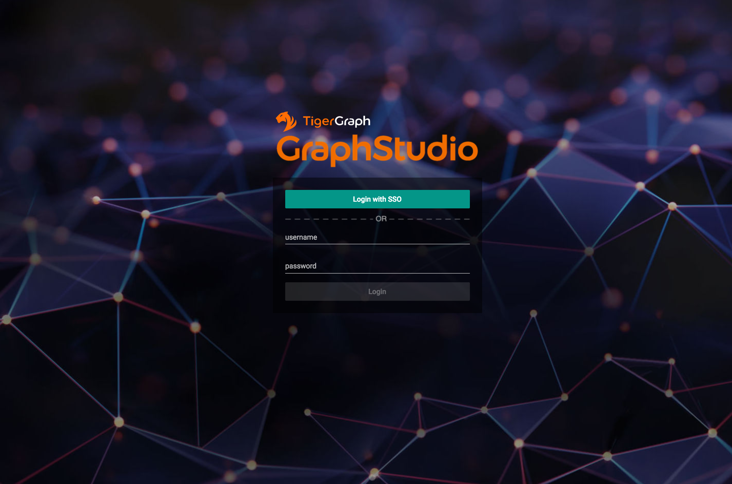 GraphStudio login web page with a button reading 'Login with SSO'.