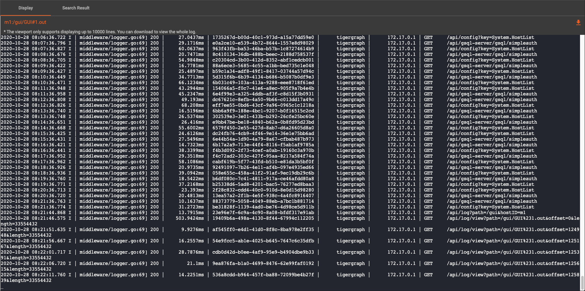 display log